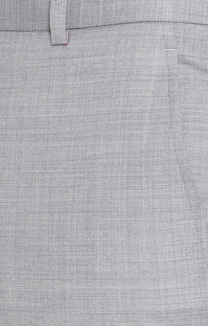 JadeBlue | TSL103/4,GREY SELF Men's Grey Rayon Solid Formal Trousers 3