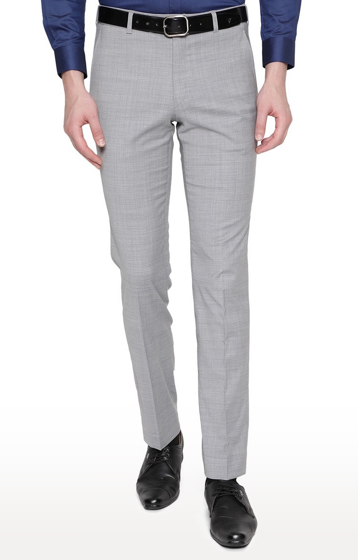 JadeBlue | TSL103/4,GREY SELF Men's Grey Rayon Solid Formal Trousers 0