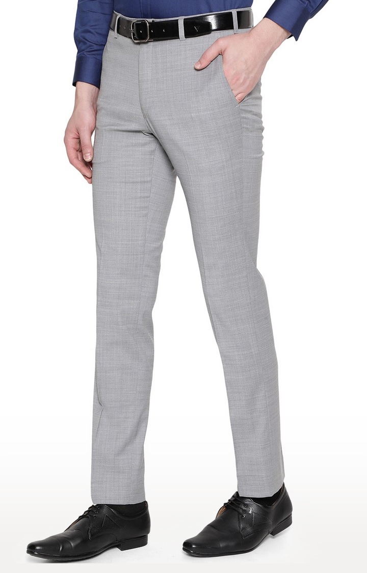 JadeBlue | TSL103/4,GREY SELF Men's Grey Rayon Solid Formal Trousers 1