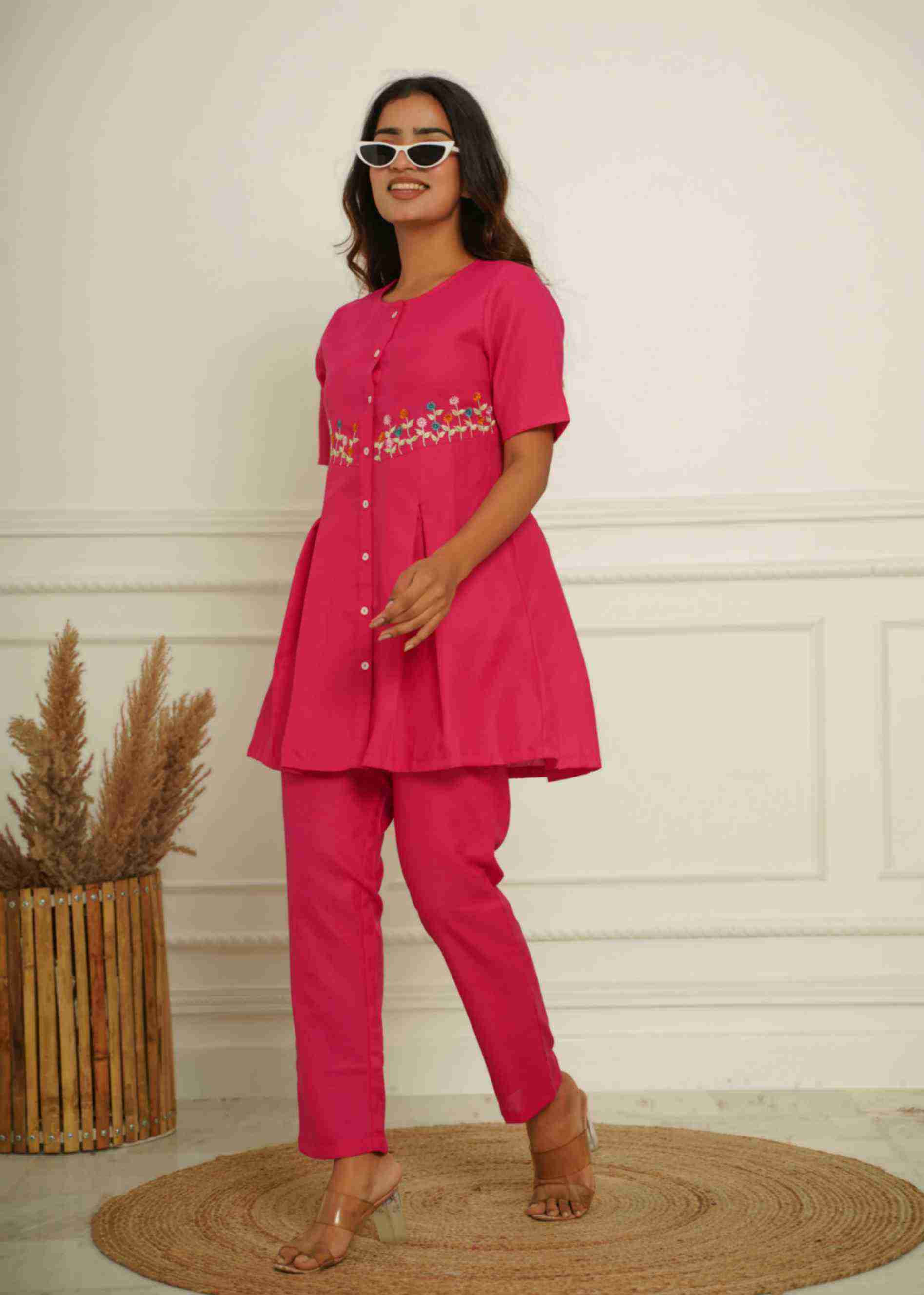 COTTON BLENDED  EMBRODIERED CO-ORD SET