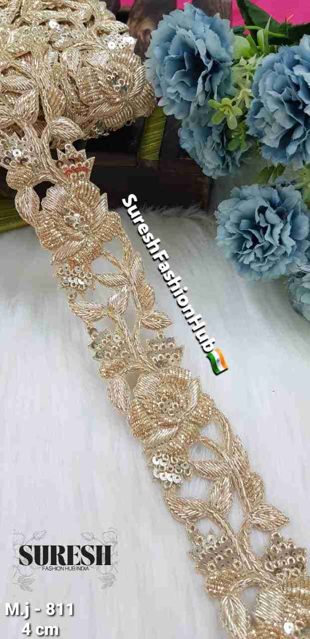 Light Gold Zardorsi Matt Floral Cutwork Lace – Mj-811