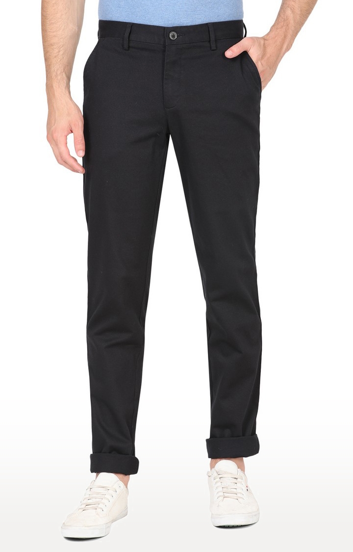 JadeBlue | JBCT213/6,BLACK Men's Black Cotton Solid Trousers 0