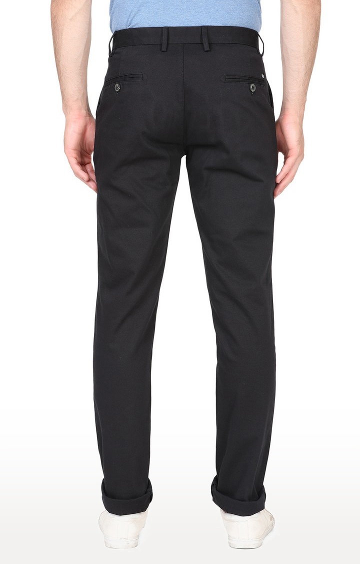 JadeBlue | JBCT213/6,BLACK Men's Black Cotton Solid Trousers 2
