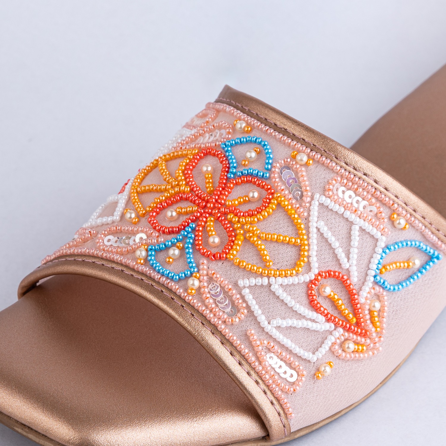 Multicolour Beadwork  Sandal Heels