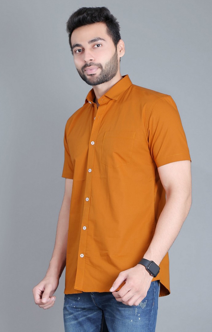 5th Anfold | Men's Orange Cotton Solid Casual Shirt 2