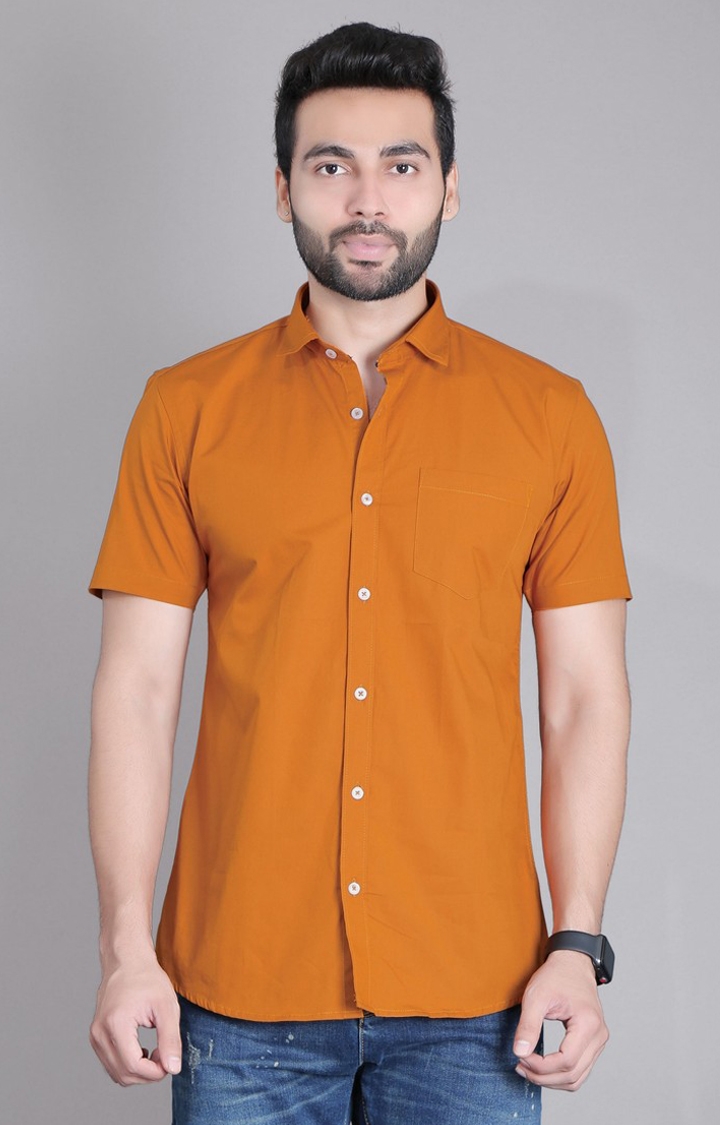 5th Anfold | Men's Orange Cotton Solid Casual Shirt 0