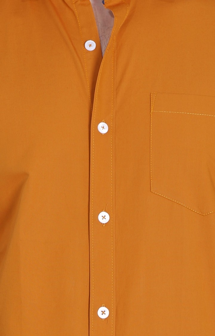 5th Anfold | Men's Orange Cotton Solid Casual Shirt 4