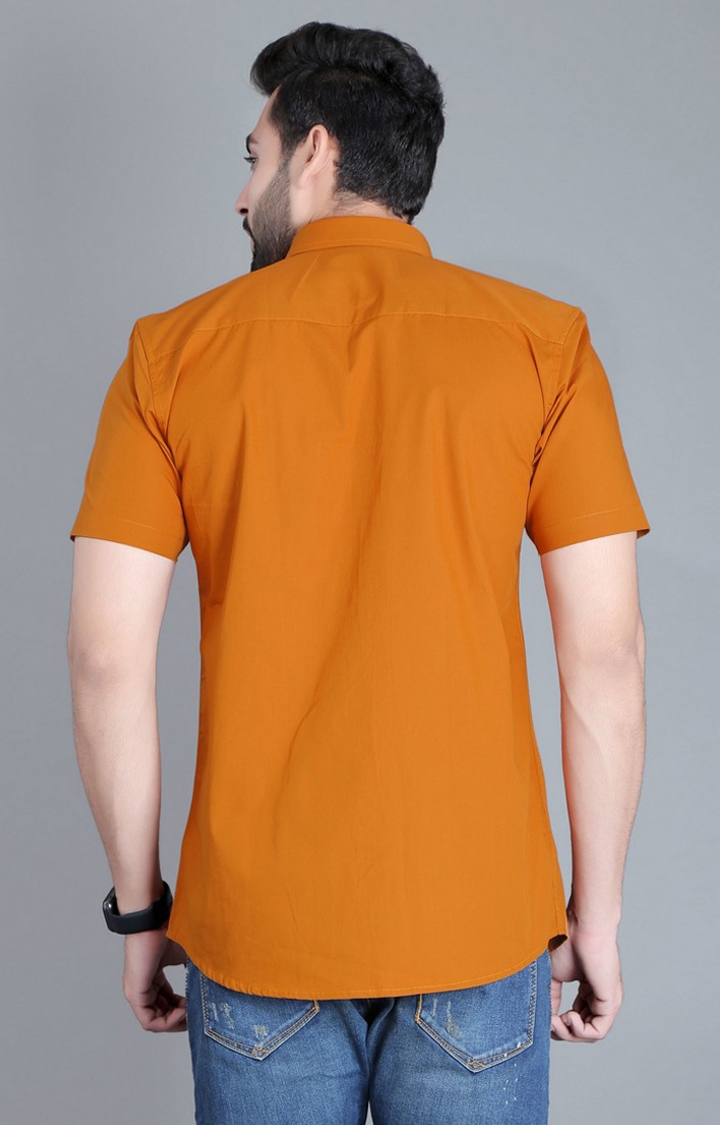 5th Anfold | Men's Orange Cotton Solid Casual Shirt 3