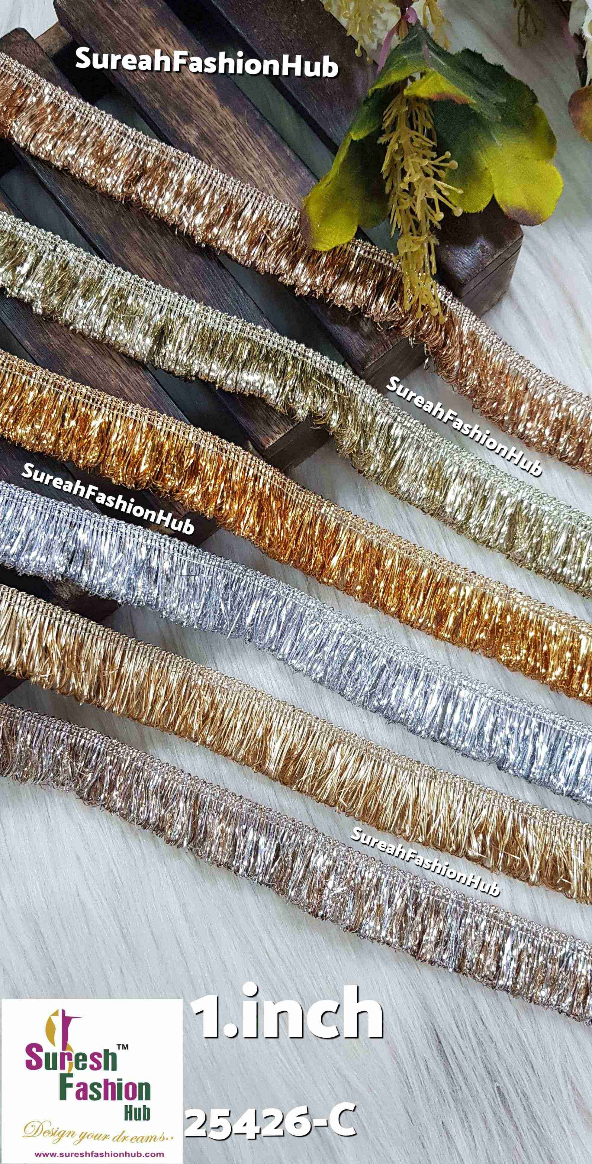 *Light Gold Badla Fringe Lace*1-Inch