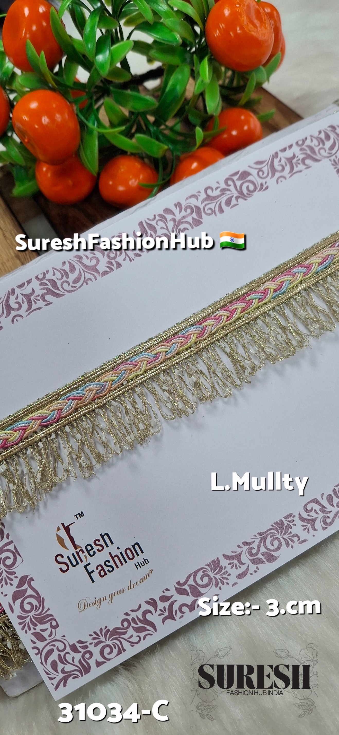 Light Multy Jhalar Beaded Fringe Lace – 31034-C