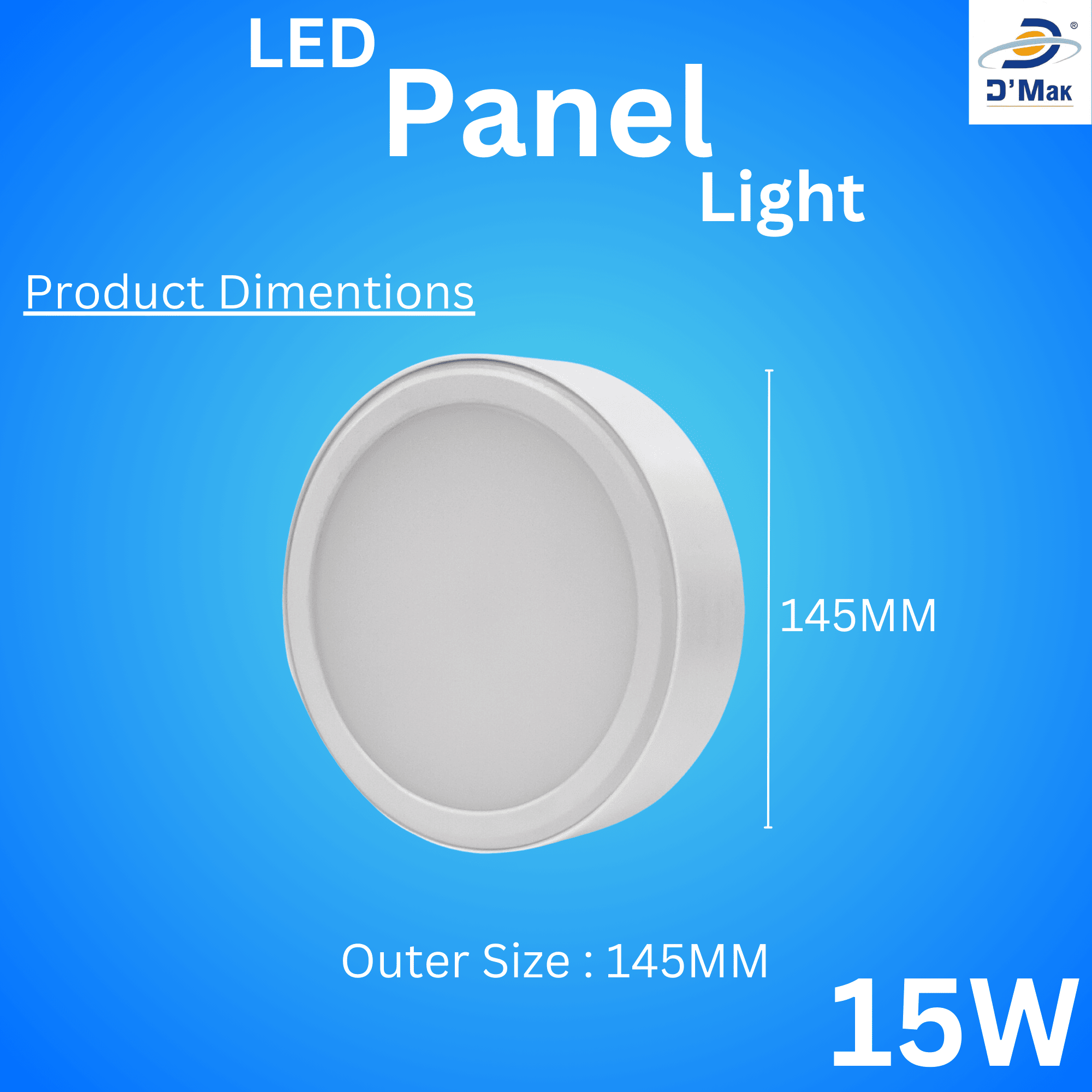 15 Watt Round LED Surface PC Poly Carbonate Panel Light For Ceiling Packof 1 Warm White
