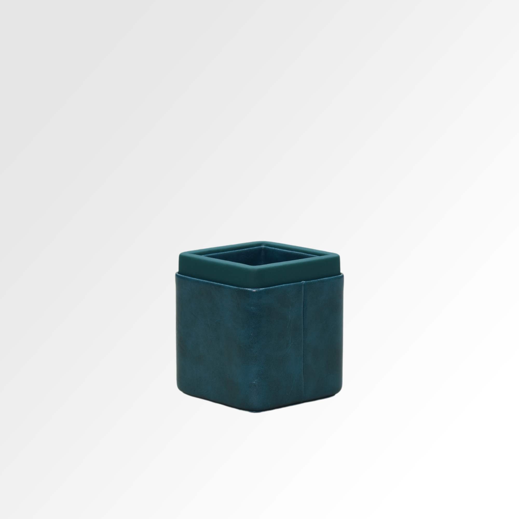 Pen/Pencil Holder | Faux Leather | Square Small | Moderno | Blue