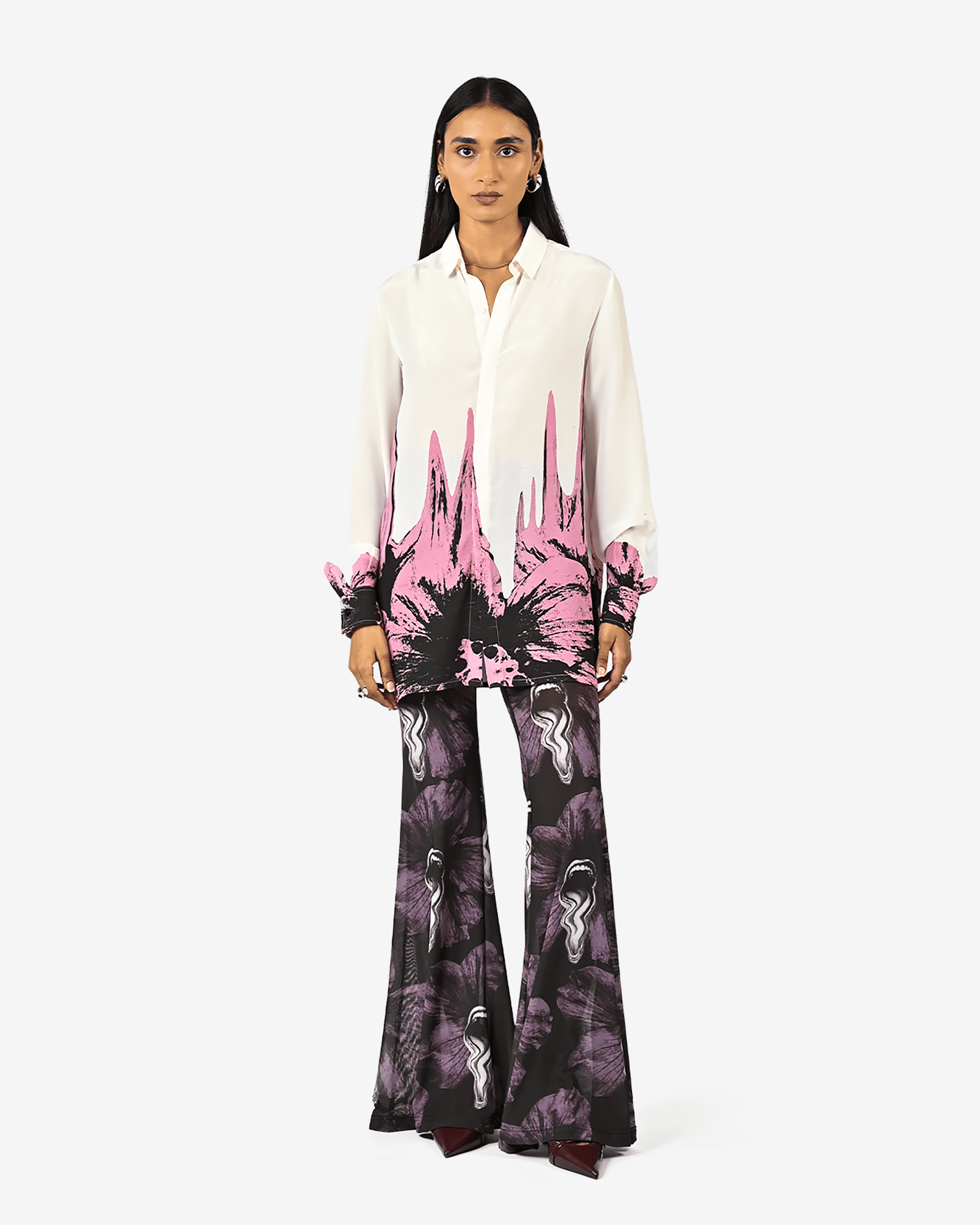 White Floral Drip Shirt