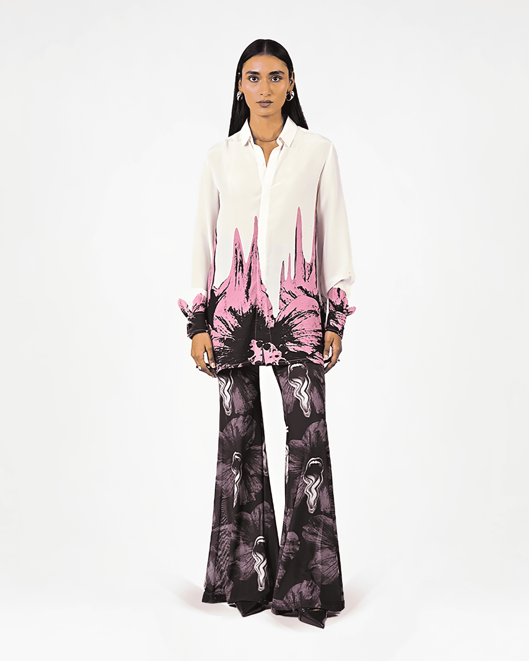 White Floral Drip Shirt
