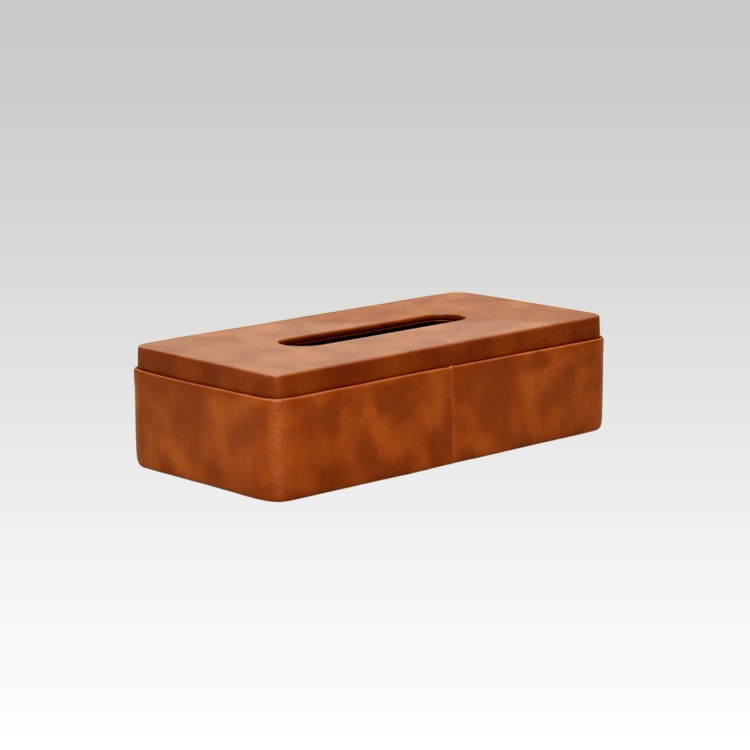 Tissue Box Holder for Home and Office in Premium Faux Leather | Size: 9.5 x 4.5 x 2.5(H) Inches | Classic | Tan
