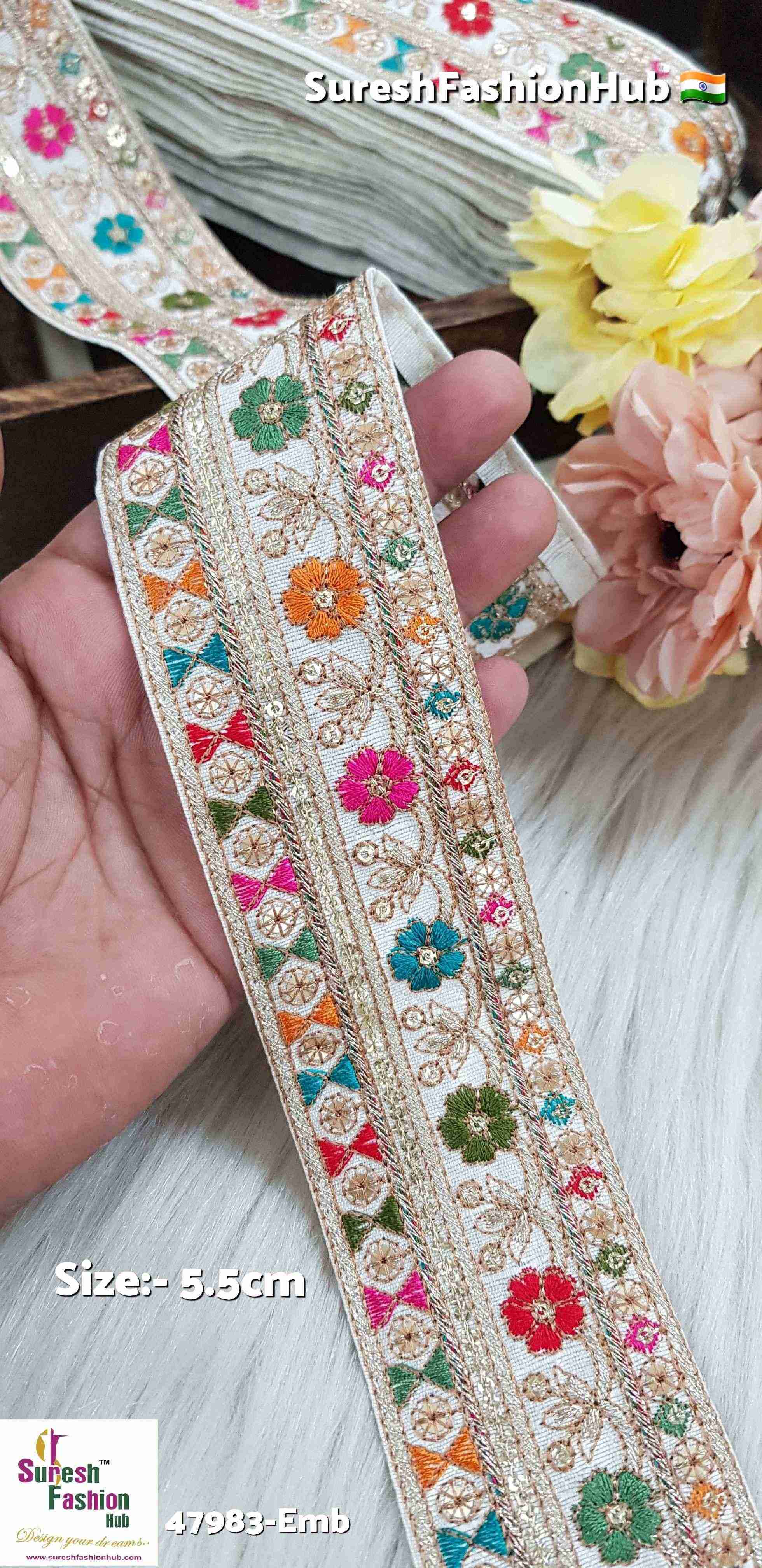 Off White Sabyasachi Inspired Floral Embroidery Lace