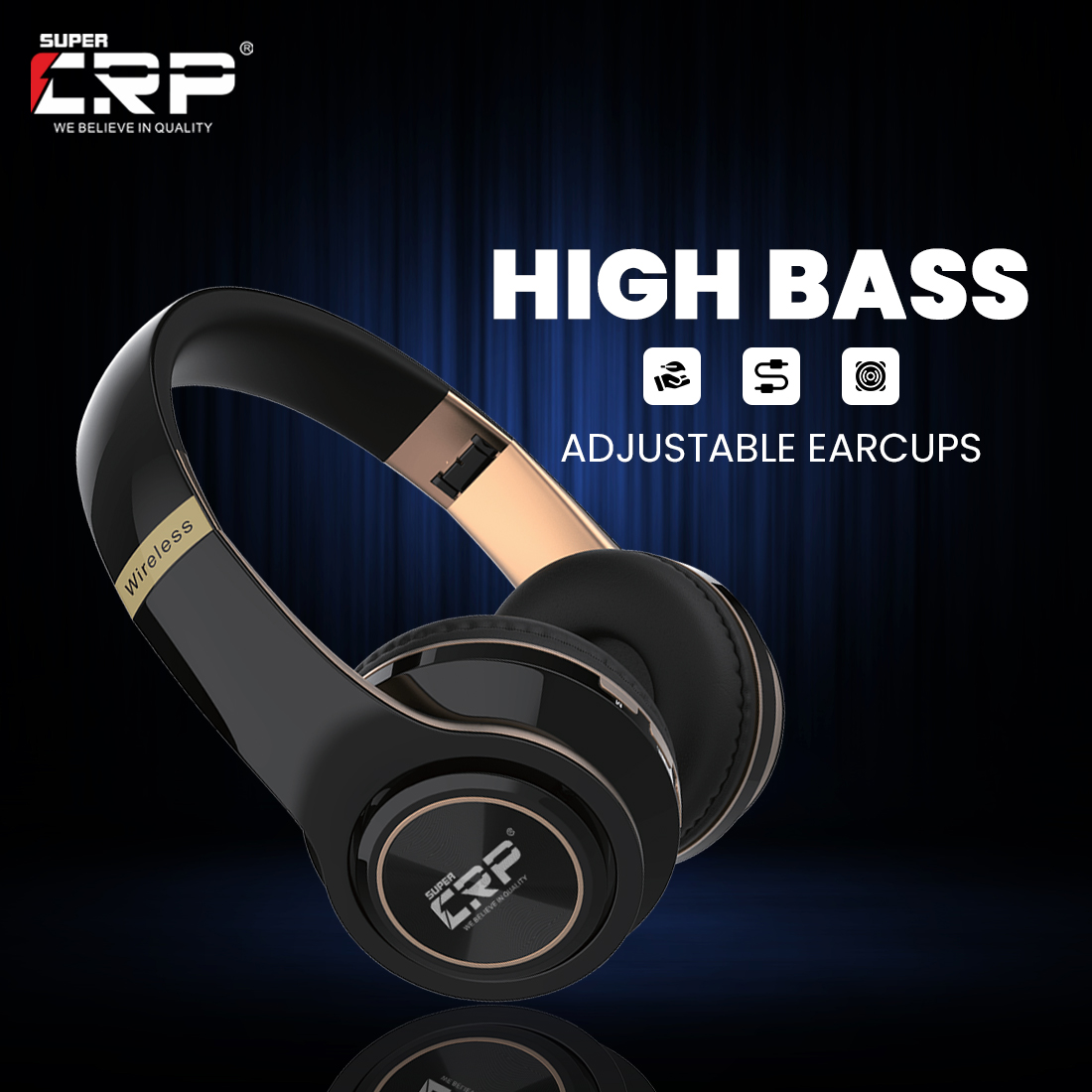 SUPER  CRP CR BT-1160 WIRED HEADPHONES - ON-EAR