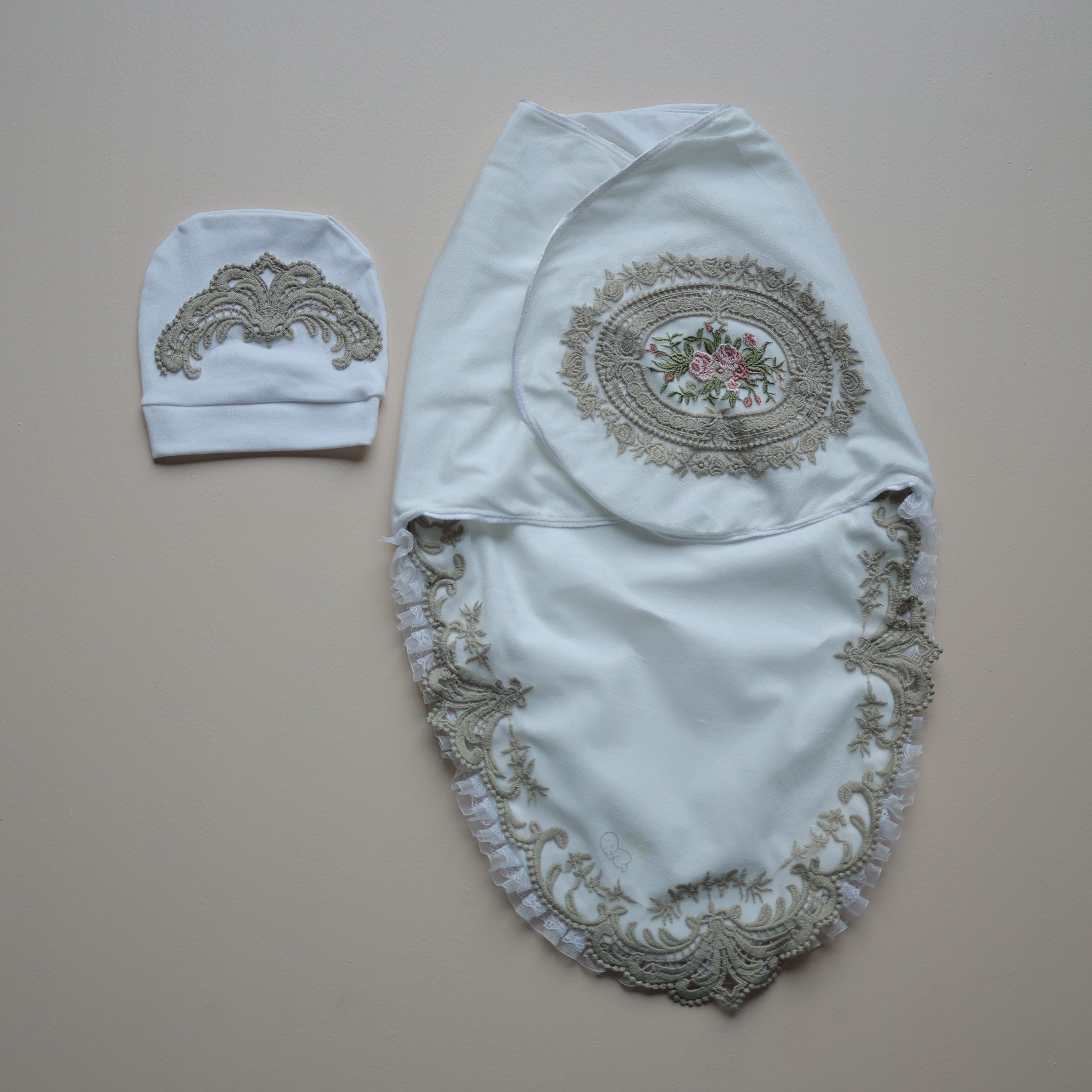 Regal Blossom Swaddle and Cap Set