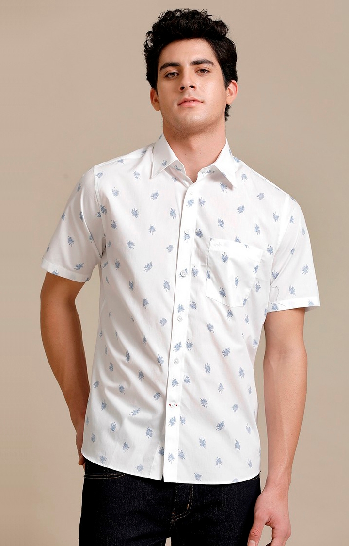 Aldeno | Men's White Cotton Tropical Casual Shirt