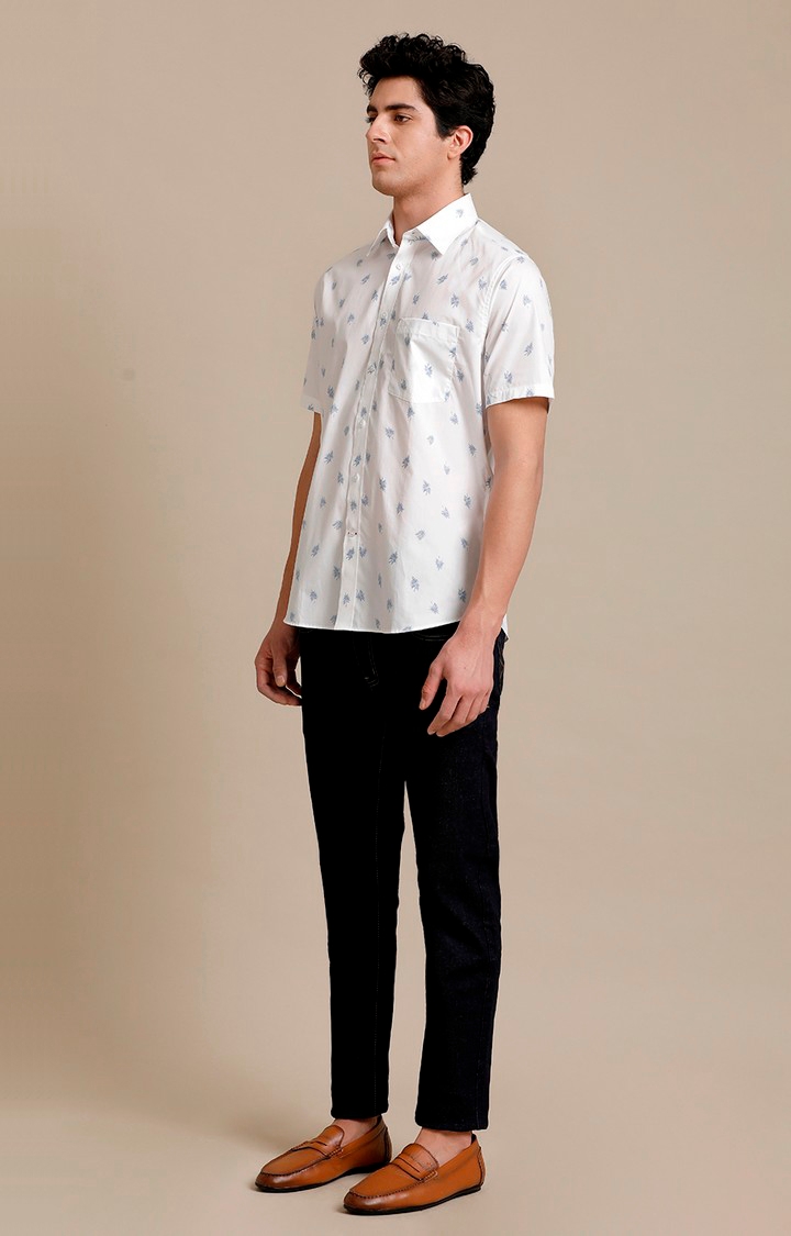 Men's White Cotton Tropical Casual Shirt