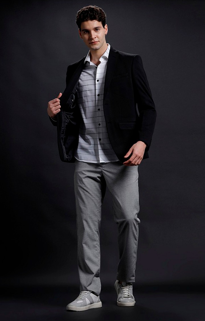 Men's White Cotton Striped Formal Shirt