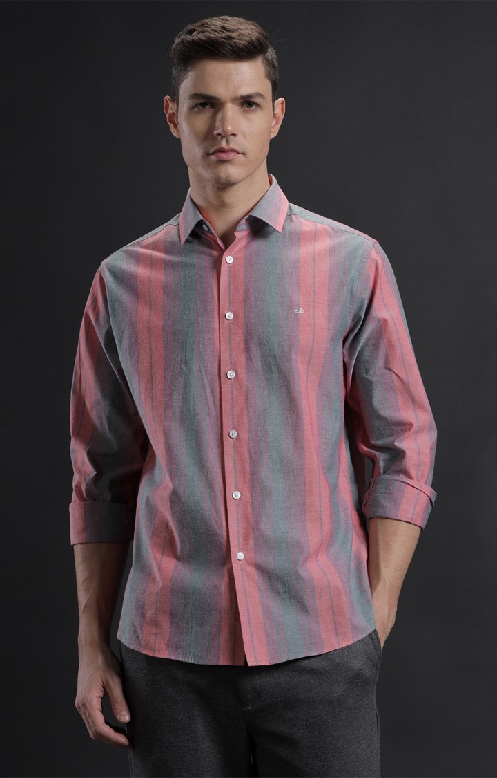 Aldeno | Men's Multicolor Cotton Striped Casual Shirt