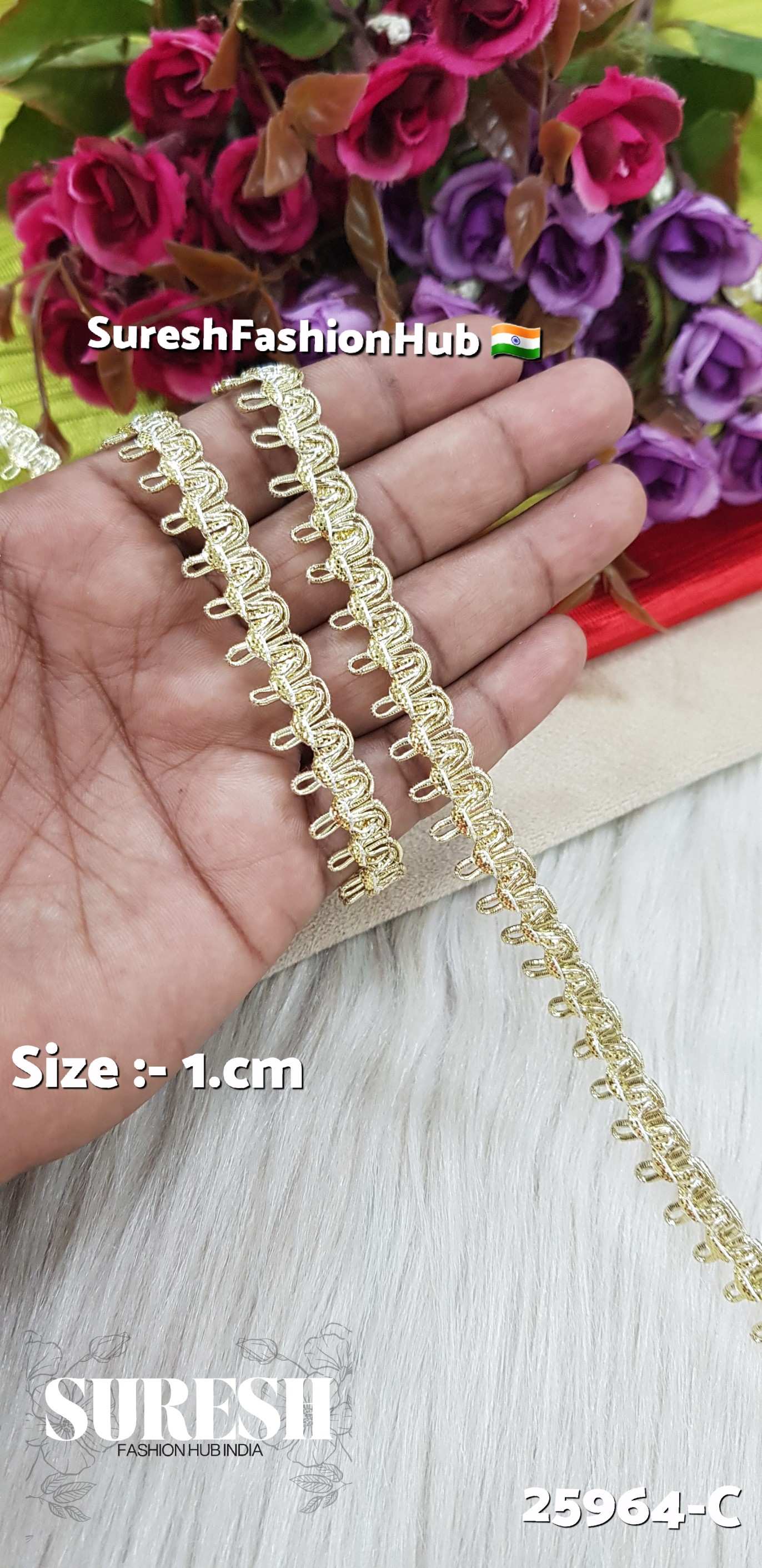 25964-C Light Gold One-Side Choch Gota Jhalar Lace – 1 cm