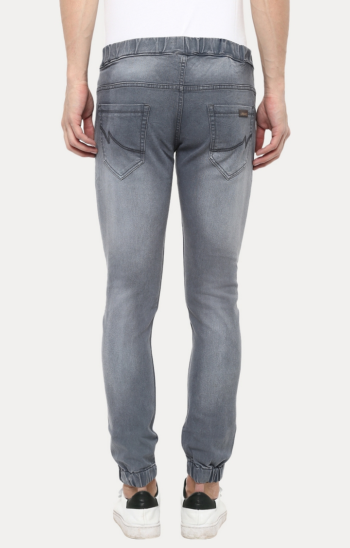Urbano Fashion | Grey Solid Slim Fit Jogger Stretch Jeans 3