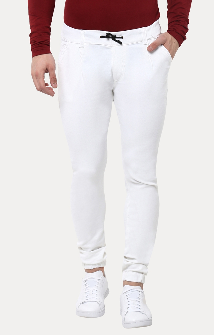 Urbano Fashion | White Solid Joggers 0