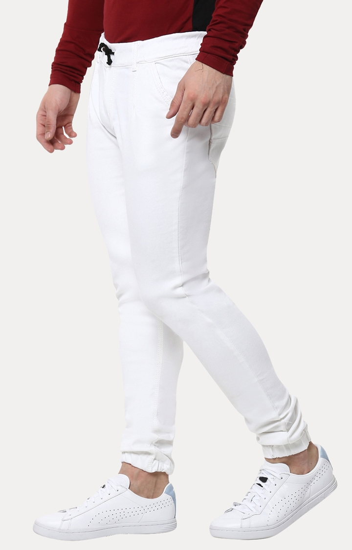 Urbano Fashion | White Solid Joggers 2