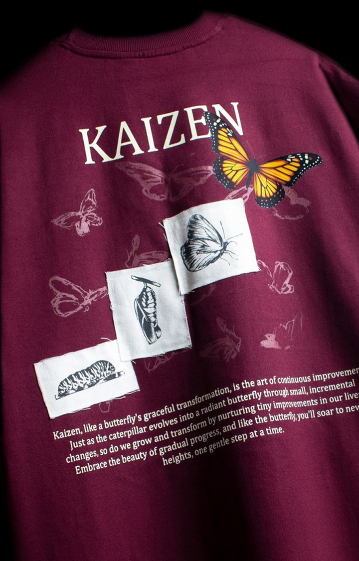 Blckorchid | Unisex Kaizen Maroon Cotton Printed T-Shirt 0