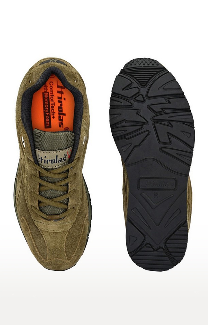 Hirolas | Hirolas® Men's Leather Multi Sport Shock Absorbing Walking  Running Fitness Athletic Training Gym Sneaker Shoes-Olive 3