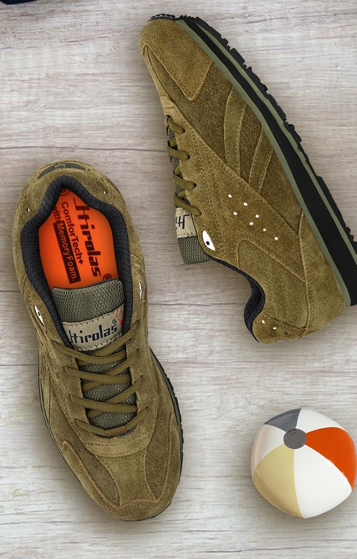 Hirolas | Hirolas® Men's Leather Multi Sport Shock Absorbing Walking  Running Fitness Athletic Training Gym Sneaker Shoes-Olive 5