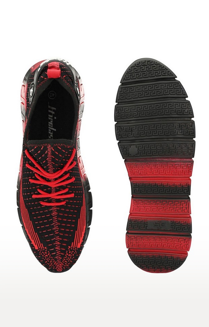 Hirolas | Hirolas® Men's Knitted athleisure Sports Shoes - Black/Red 3