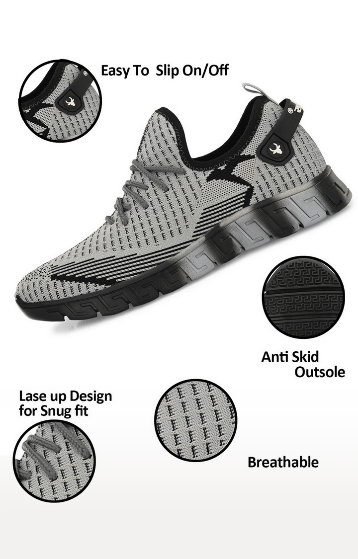 Hirolas | Hirolas® Men's Knitted athleisure Sports Shoes - Grey/Black 4