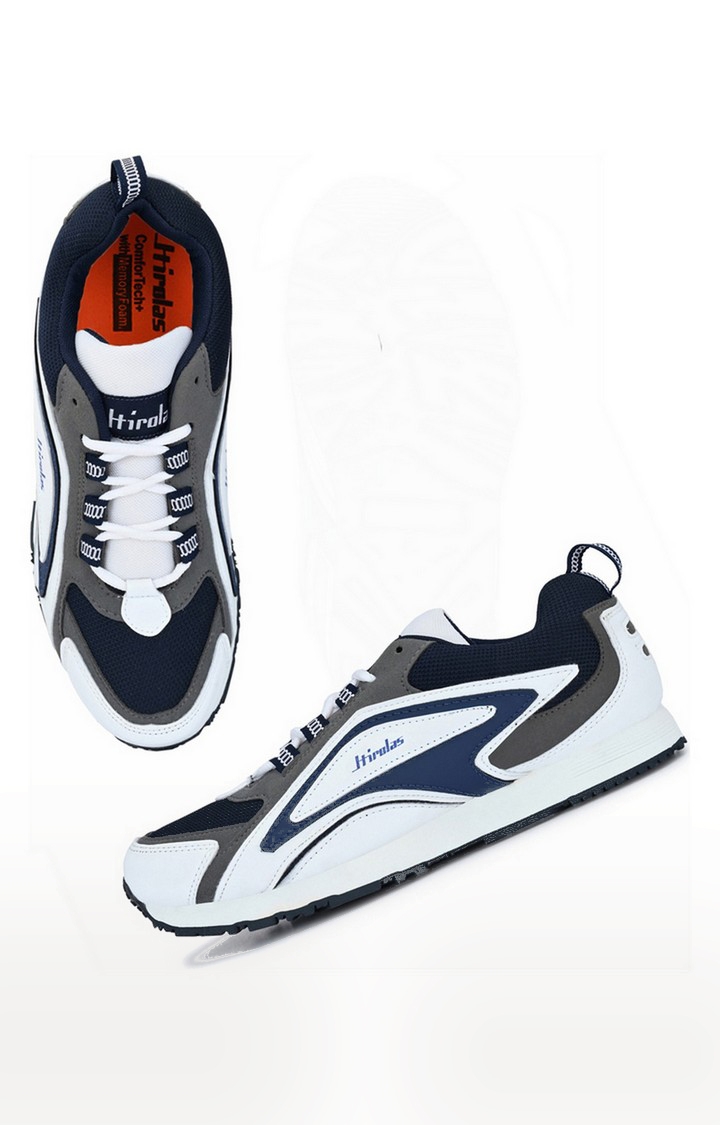 Hirolas | Hirolas Multi Sport Shock Absorbing Walking  Running Fitness Athletic Training Gym Fashion Sneaker Shoes - White/Blue 5