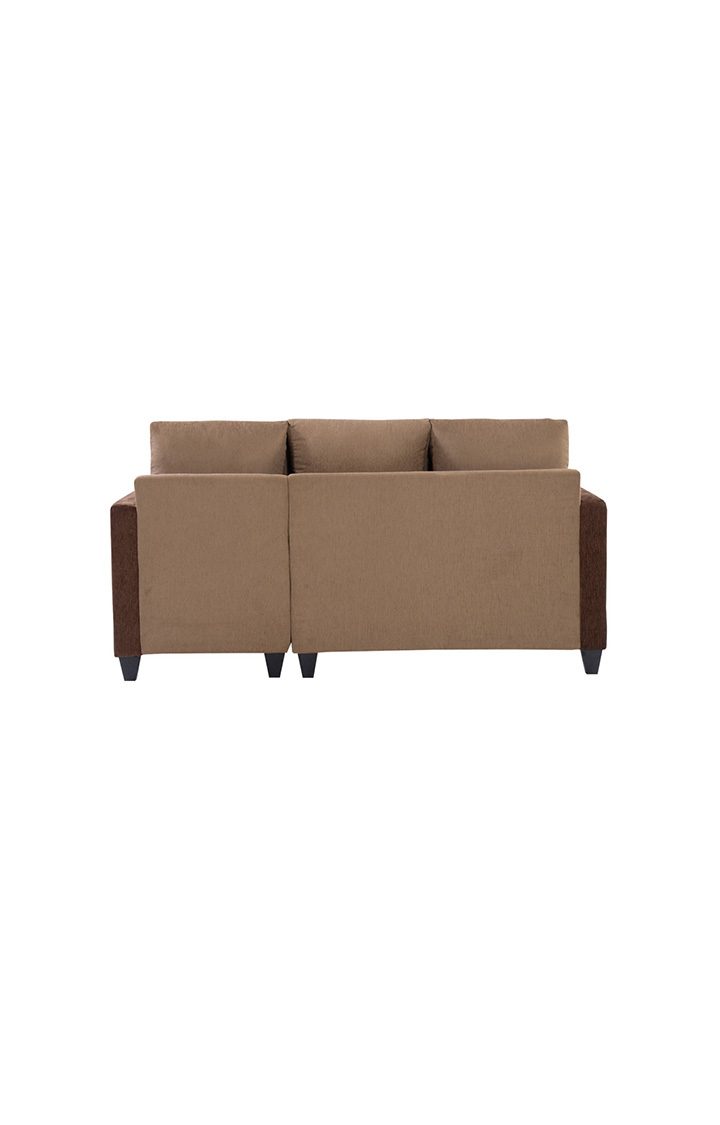 neudot Saya LHS Sectional Sofa for Living Room |4 Person Sofa| Premium Fabric with Cushioned Armrest | 12 Months Warranty| Solid Wood Frame| 4 Seater in Saya Duo Brown Color DIY(Do-It-Yourself)