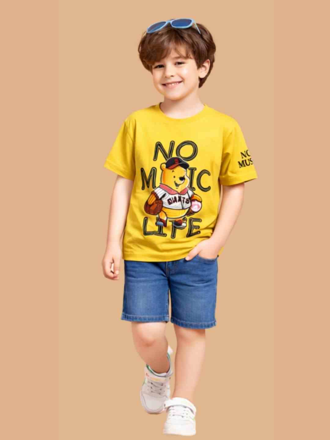 Albion Printed Casual Yellow Tshirt