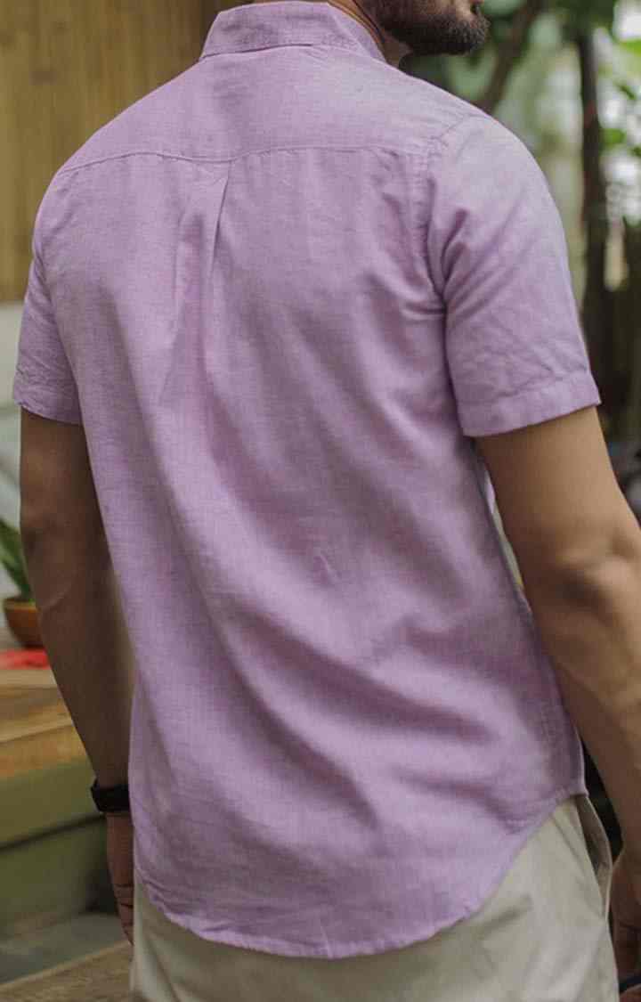 Men's Lavender Tencel Regular Fit  Casual Shirt