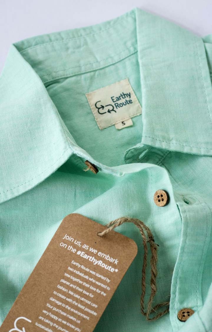 Men's Mint Green Tencel Regular Fit  Casual Shirt