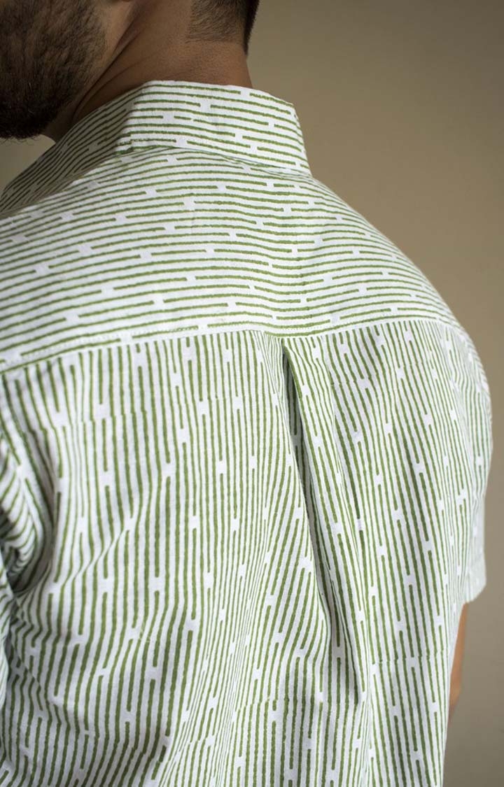 Men's Green Tencel Regular Fit  Casual Shirt
