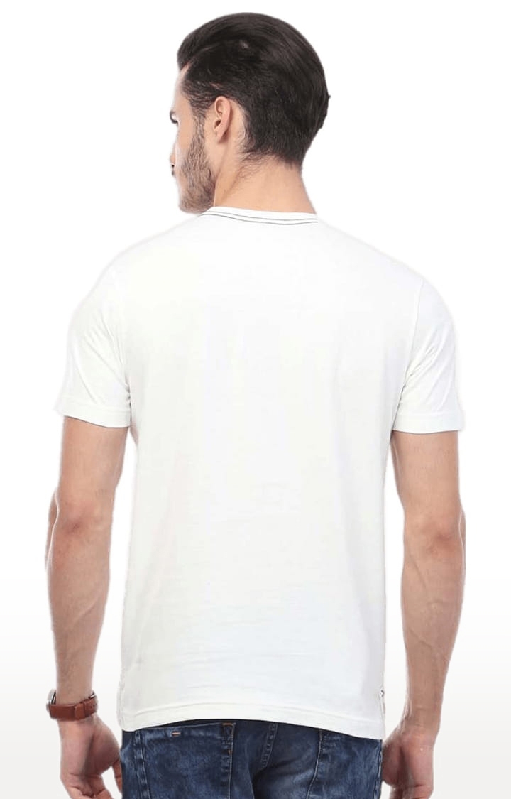 HUETRAP | Men's White Cotton Printed Regular T-Shirt 1