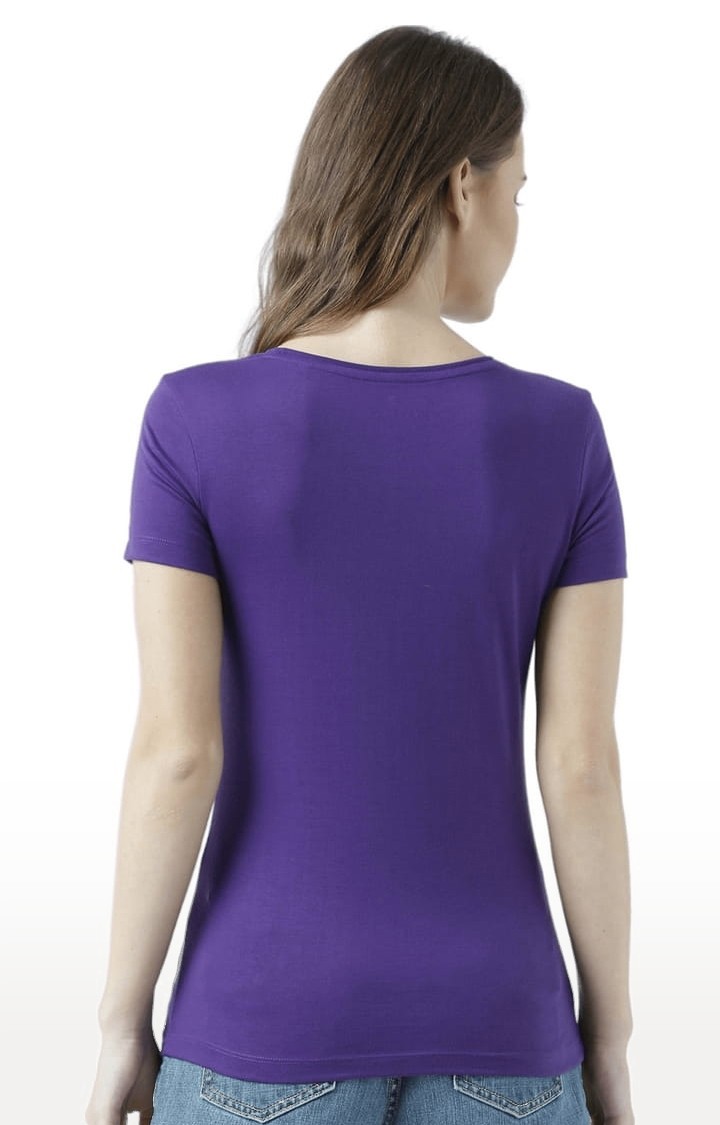 Women's Purple Printed Regular T-Shirt