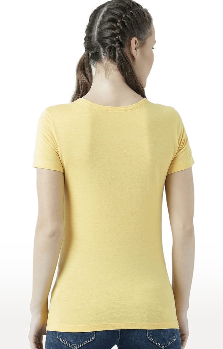 Women's Yellow Printed Regular T-Shirt