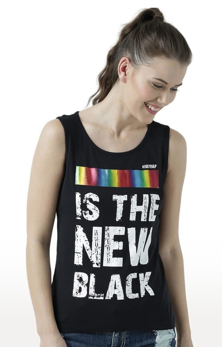 HUETRAP | Women's Black Typographic Tank Top