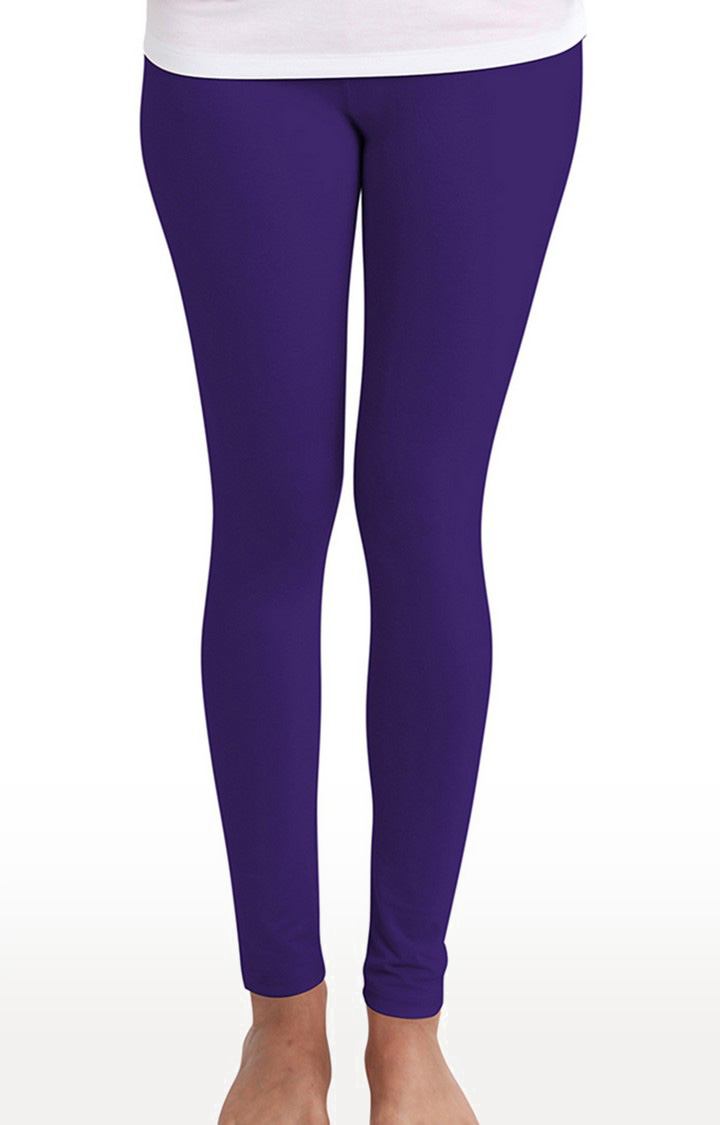 Women's Purple Cotton Solid Leggings