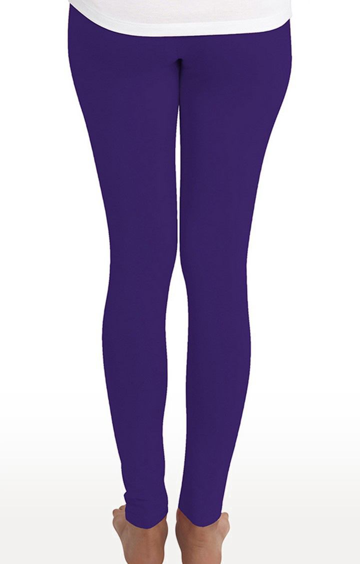Women's Purple Cotton Solid Leggings