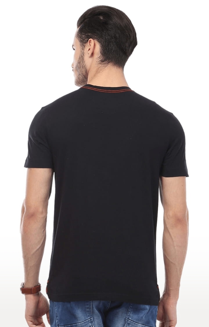 HUETRAP | Men's Black Cotton Graphic Printed Regular T-Shirt 1
