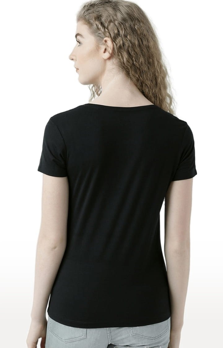 Women's Black Graphics Regular T-Shirt