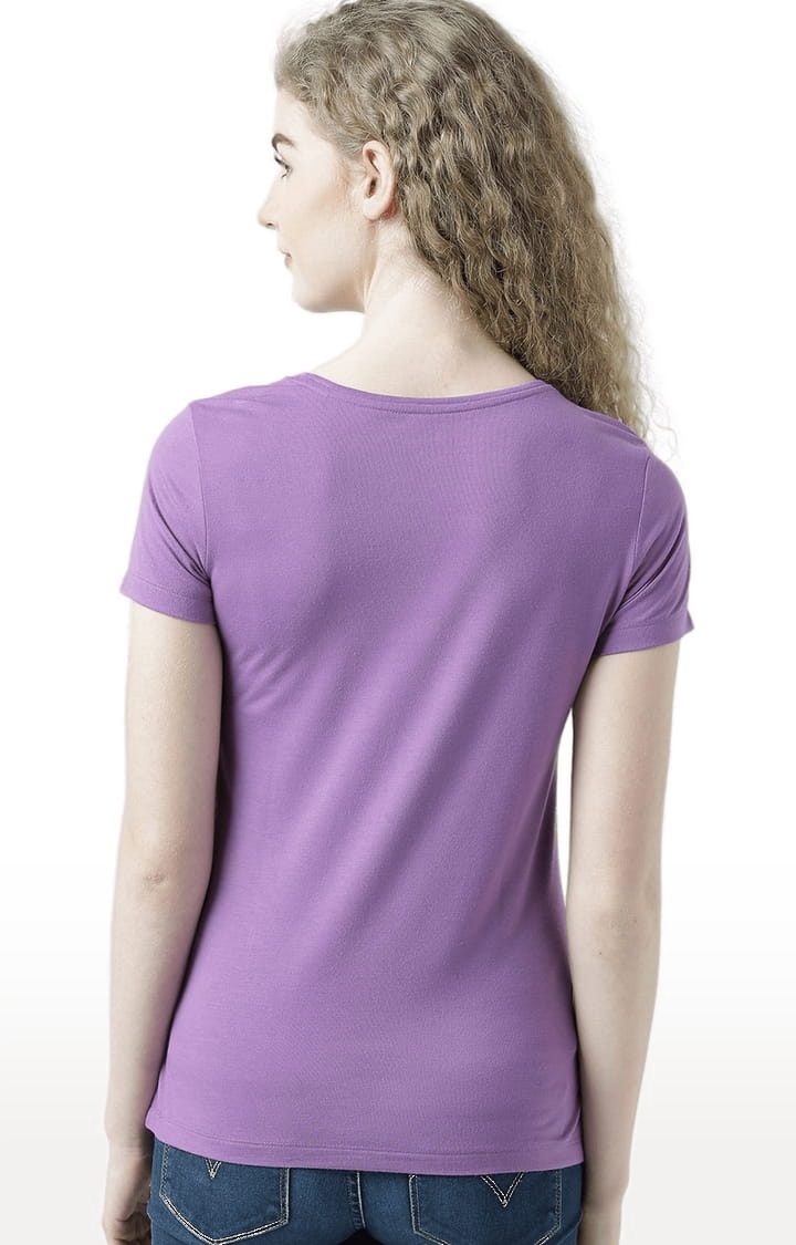 Women's Purple Printed Regular T-Shirt